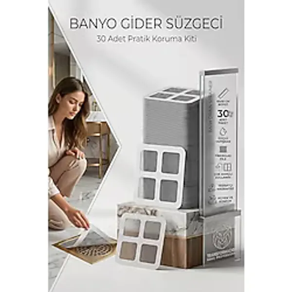 Transformacion 30 Adet Yapışkanlı Banyo Gider Süzgeci Saç Tutucu ve Çok Amaçlı 721136