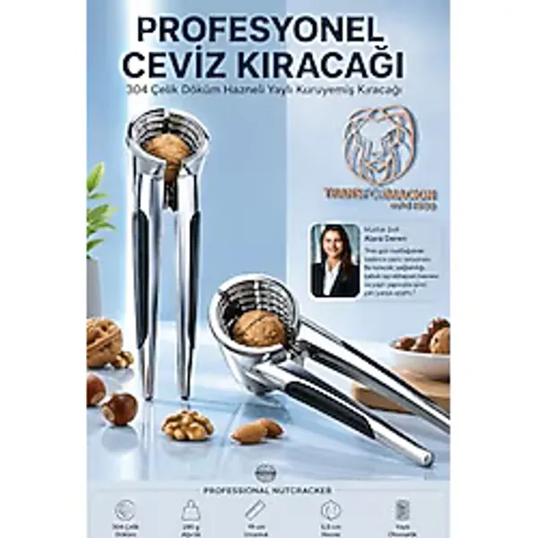 Transformacion 304 Çelik Döküm Profesyonel Hazneli Yaylı Ceviz Fındık Kıracağı Kabuk Sıçratmaz Kuruyemiş Kırıcı 721349