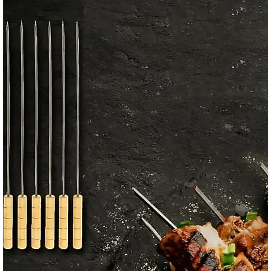 Transformacion Çelik Şiş Çubuğu - Mangal Şişi Ahşap Saplı Kebap Şişi 6 Adet 721985