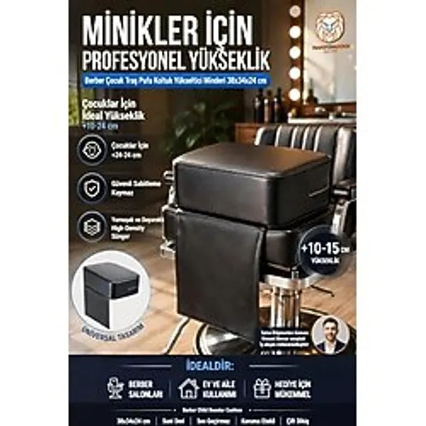 Transformacion Çocuk Tıraş Koltuğu Yükseltici - Berber Çocuk Traş Pufu Koltuk Yükseltici Minderi 38x34x23 cm 722363