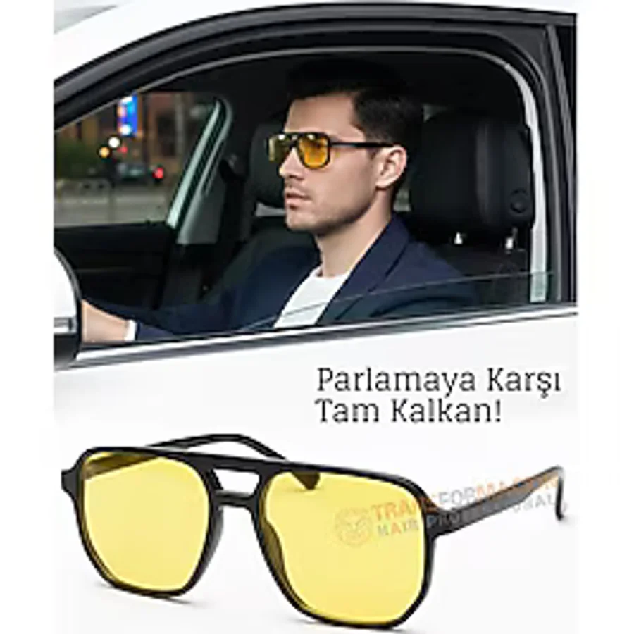 Transformacion Gece Sürüş Görüş Parlama Önleyici Gece Gözlüğü Sis Far Işık Önleyici Anti-Fog Gözlük 722325 - Sarı