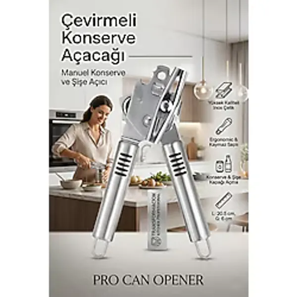 Transformacion Profesyonel Konserve Açacağı - Çelik Ergonomik Manuel Konserve ve Şişe Açıcı 722091