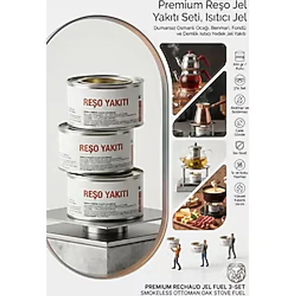 Transformacion Reşo Jel Yakıtı 3'lÜ Set - 600 gr Dumansız Osmanlı Ocağı, Benmari, Fondü ve Demlik Isıtıcı Yedek Jel Yakıtı, Yüksek Kalorili Profesyonel Isıtıcı Jel 723351 - 3 YEDEK SET