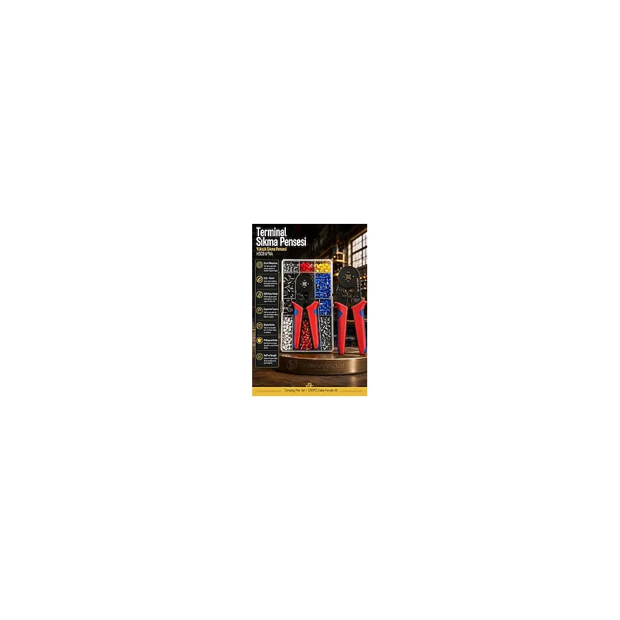 Transformacion Terminal Sıkma Pensesi + Yüksük Sıkma Pensesi 1200 Parça Kablo Pabucu Seti Hsc8 6-4A 722484 - MODEL4