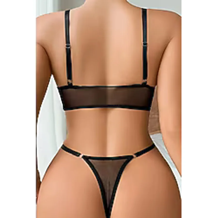 Transparan Tül Bralet Tanga İç Giyim Takımı