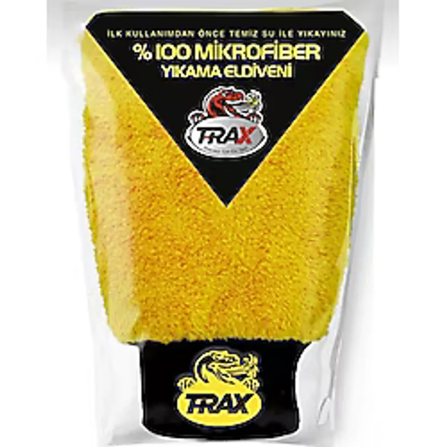 TRAX Oto & Ev Yıkama Ve Cila Eldiveni Mikrofiber Araç Yıkama Eldiveni Sarı