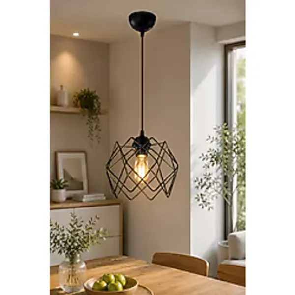 Trend Kitchen Siyah Çok Kare Tekli Sarkıt Avize
