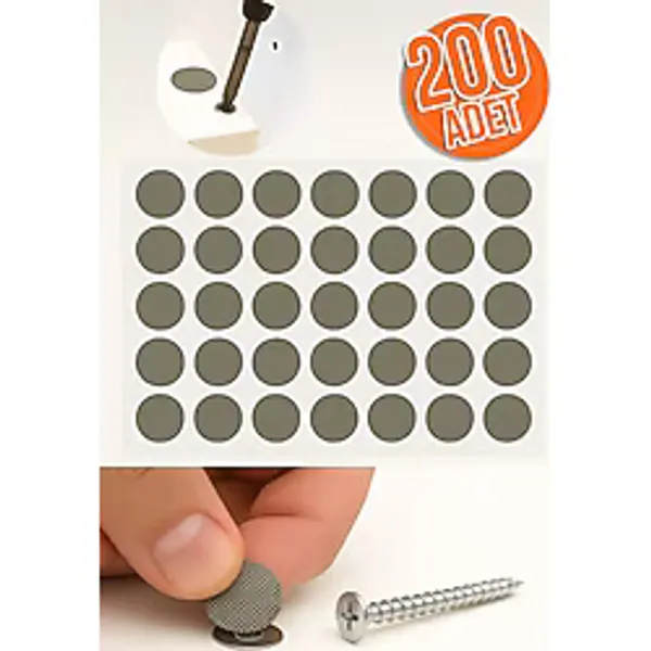 Trend Kulp Yapışkanlı Yapıştırma Vida Tapası Tıpası Koton Latte Vida Kapatıcı Kapağı (200 Adet)