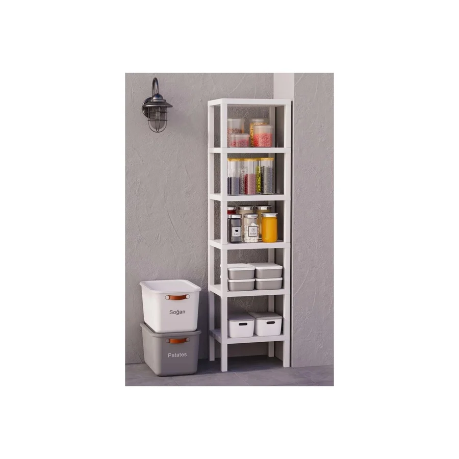 Trend Maison Dekoratif Plastik Çok Amaçlı Banyo Düzenleyici-saksılık-kitaplık-çiçeklik 6 Katlı Beyaz