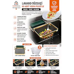 Trendhane Katlanır Mutfak Lavabo Süzgeci L Tıkanıklığa Son L 50 Adet Süzgeç Hediye