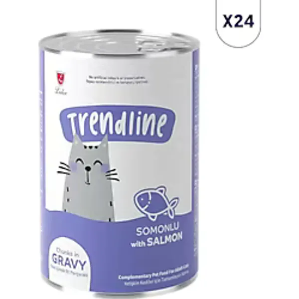 Trendline Trendlıne Konserve Sos Içinde Et Parçacıklı Somonlu Yetişkin Kedi Maması 400 Gx24 Adet