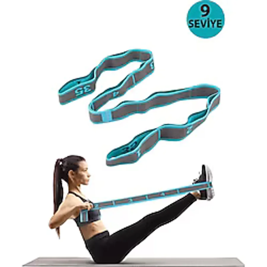 Trendpoint 9 Farklı Seviyeli Direnç Bandı Spor Egzersiz Aerobik Pilates Squat Lastiği Fitness Yoga - Mor