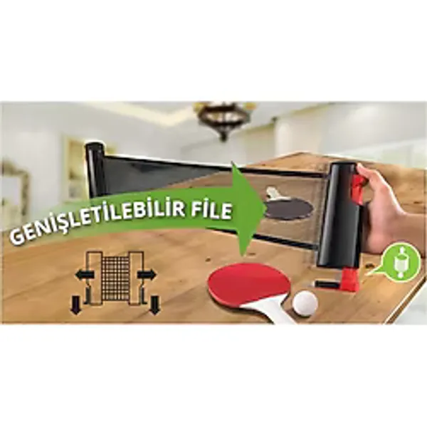 Triathlon / Mesa Masa Tenisi Filesi Portatif Masa Tenisi Raketi Top Seti 2 Raket ve 3 Top - Renkli