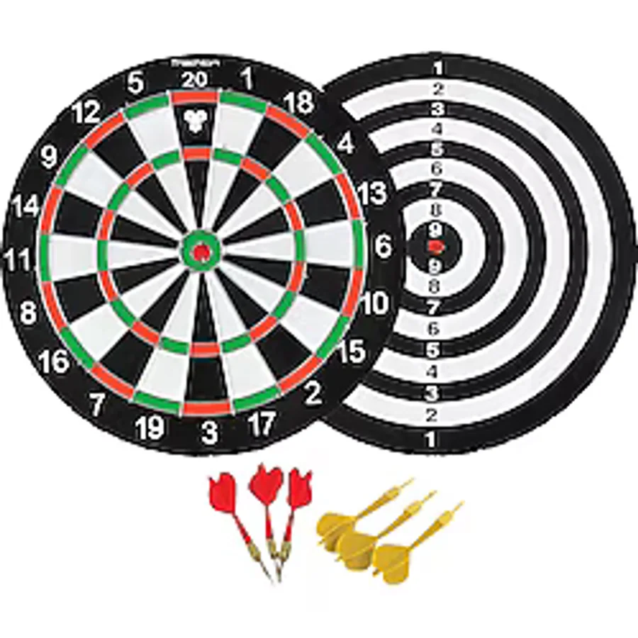 Triathlon T-107 Dart Seti (36 x 36 cm) Çift Taraflı Dart Tahtası Seti / 6 Adet Çelik Ok / Hedef Tahtası Oyunu