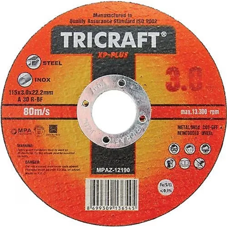 TRICRAFT 3307 115x3.0 x22 MM METAL KESİCİ TAŞ