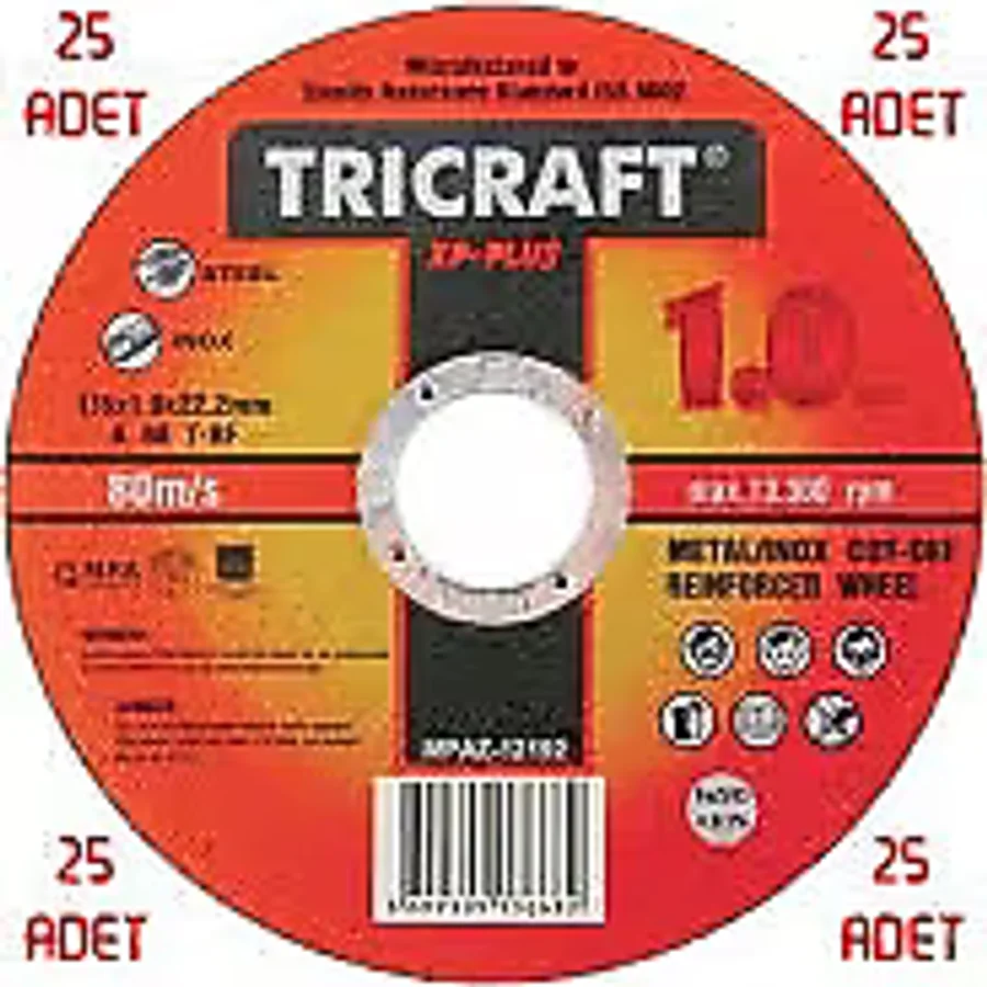 Tricraft Inox Metal Kesici Taş 115x1.0x22 Mm 25'li Set Paket