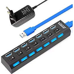 TriLine 7 Port USB Hub Çoklayıcı USB 3.0 On Off Tuşlu