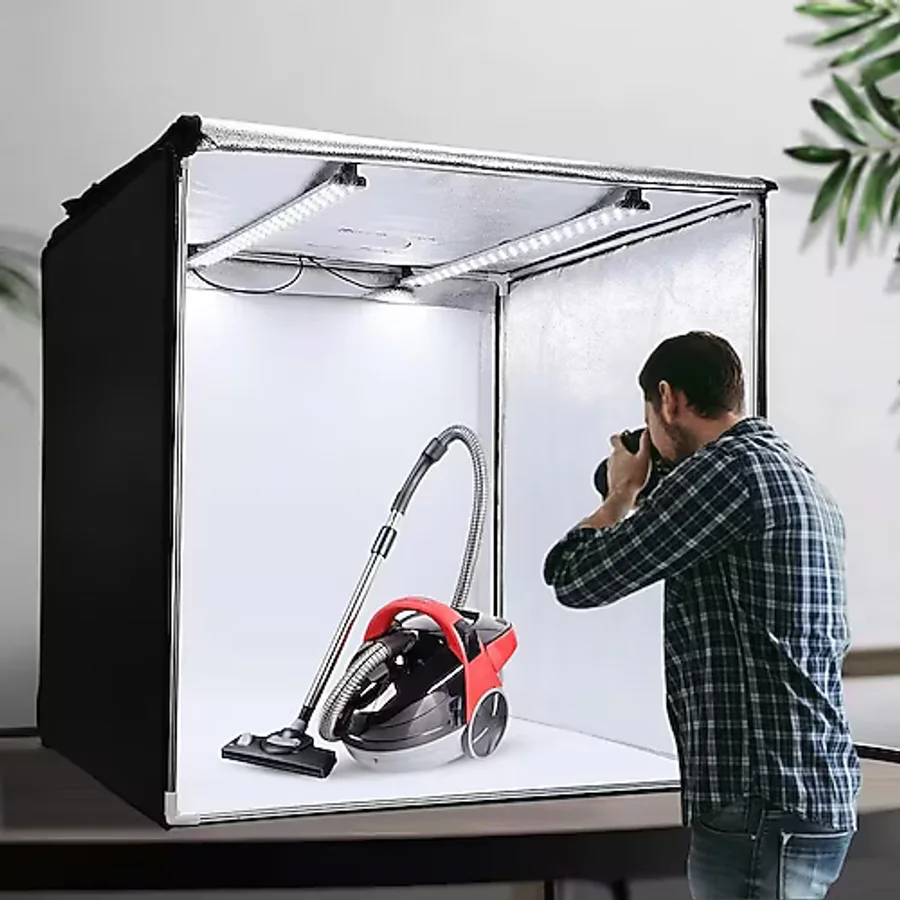 TriLine 80x80CM Profesyonel Stüdyo Led Işıklı Ürün Fotoğraf Çekim Çadırı