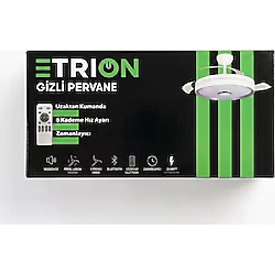 Trion Işıklı Hoparlörlü Tavan Vantilatörü - Beyaz