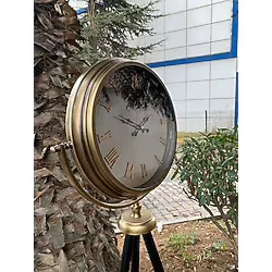 Tripod Ayaklı Dekoratif Saat - Bronz