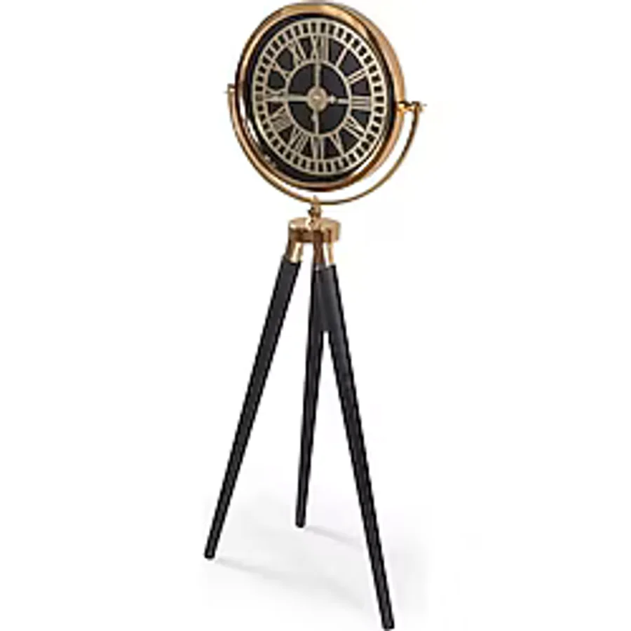 Tripod Ayaklı Saat Altın Kaplama - Ev Ofis Dekorasyonu - Modern Tasarım Saat