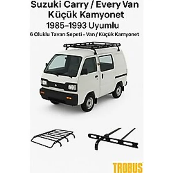 Trobus Suzuki Carry / Every Van / Küçük Kamyonet 1985-1993 Uyumlu 6 Oluklu Tavan Sepeti - Van / Küçük Kamyonet - 0 - Siyah