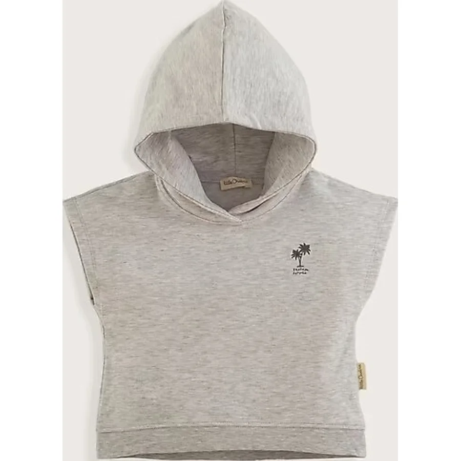 Tropic Kapüşonlu Tshirt Gri Melanj