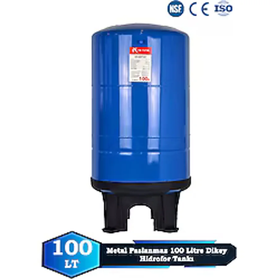 TrTank Profesyonel 100 Litre Dikey Ayaklı NSF Membranlı Hidrofor Genleşme Tankı