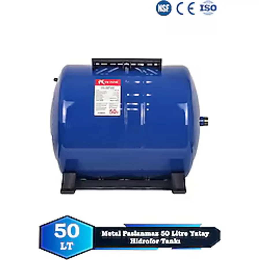TrTank Profesyonel 50 Litre Yatay Ayaklı NSF Membranlı Hidrofor Genleşme Tankı