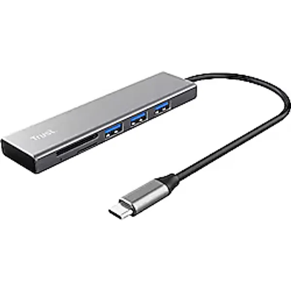 Trust Halyx Hızlı USB-C Hub ve Kart Okuyucu, USB 3.2 Gen 1, SD ve Mikro SD Kart Okuyucu 104 Mbit/s, (Mikro) SD, SDHC ve SDXC, 2 TB, PC, MacBook, Chromebook, Laptop