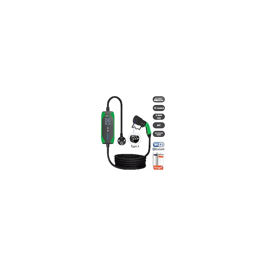 Truwatt ZT215 3.5 kW 15 m Taşınabilir Elektrikli Araç Şarj İstasyonu
