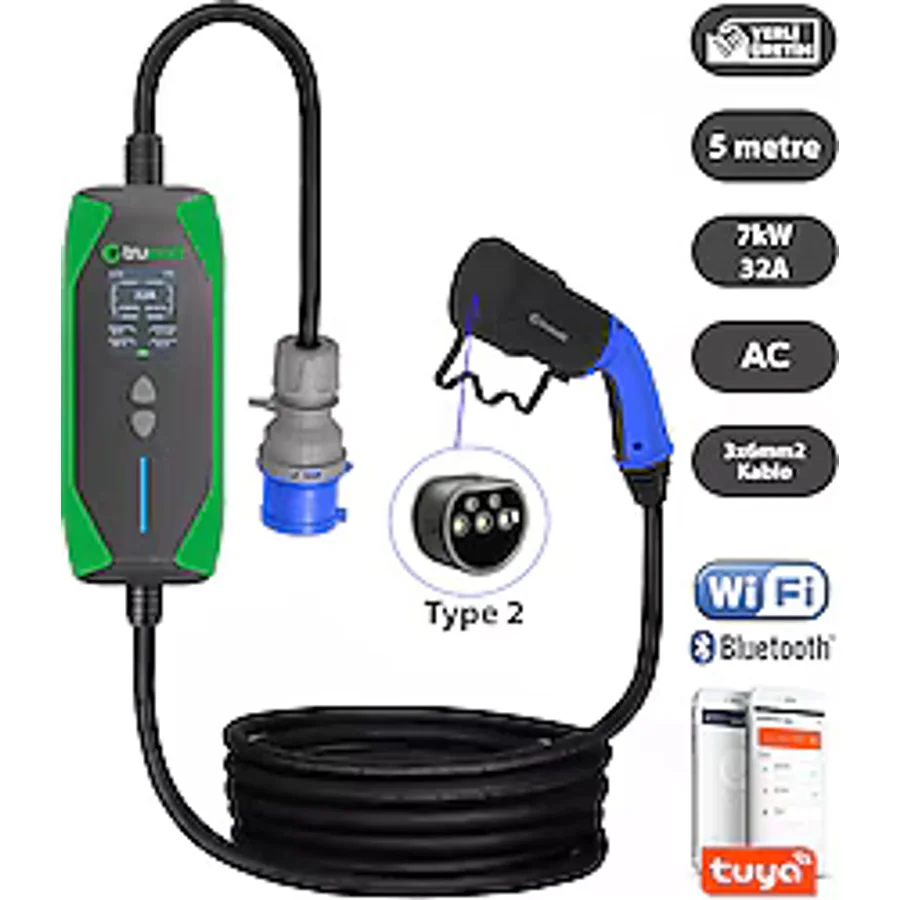 Truwatt ZT305 7 kW 5 m Taşınabilir Elektrikli Araç Şarj İstasyonu