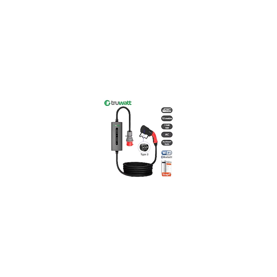 Truwatt ZTA410 11 kW 10 m Taşınabilir Elektrikli Araç Şarj İstasyonu