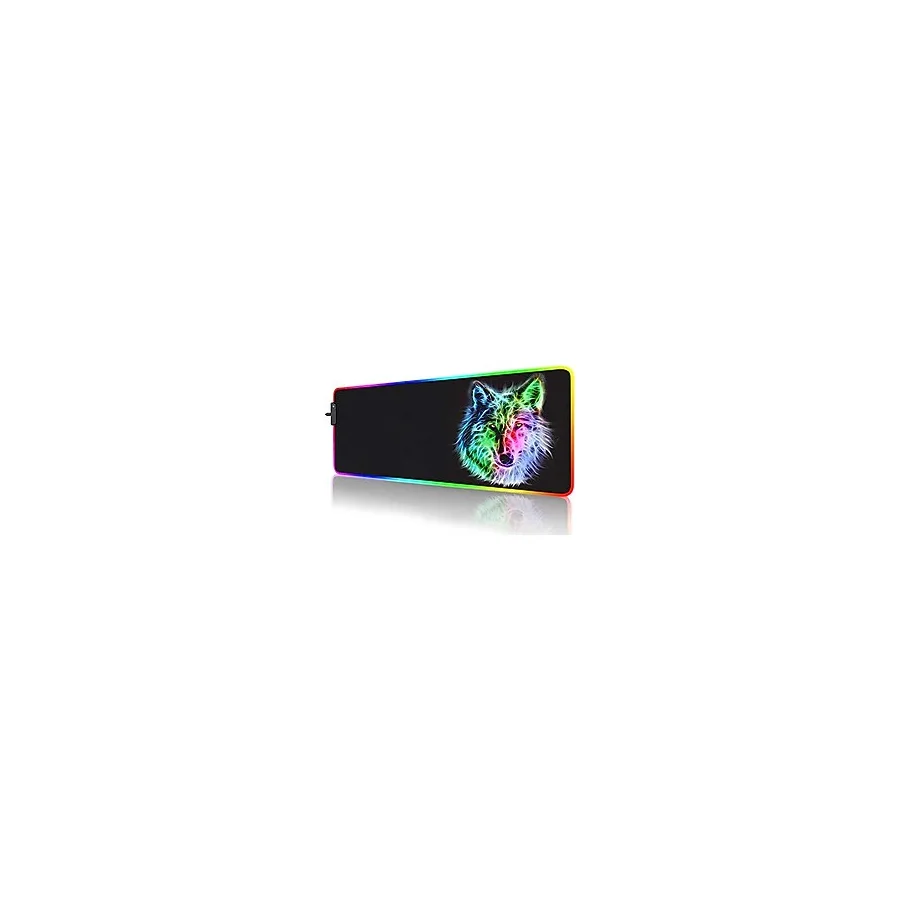 trvaago RGB Fare Altlığı, Oyun Mouse Pad RGB, Havalı Hayvan LED Fare Altlığı-14 Işık Modları Yumuşak Kaymaz Tabanlı Büyük LED Fare Altlığı Dizüstü Bilgisayar PC Oyunları için 31,5 X 30,4 cm (RGB Kurt