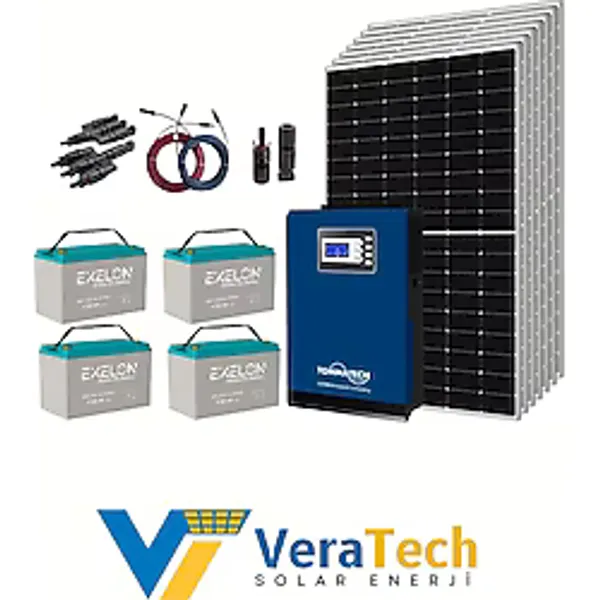 Tsm Veratech Güneş Enerjisi Bağ Evi Solar Paketi 5kva Inverter 400W Güneş Paneli 100AH Jel Akü
