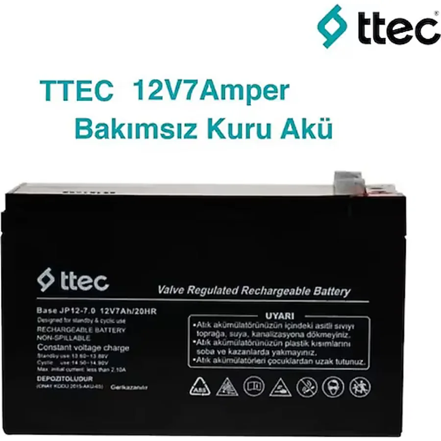 Ttec 12 Volt 7A Akü - 12V 7 Ah Kuru Base Akü Ağustos 2024 Üretim