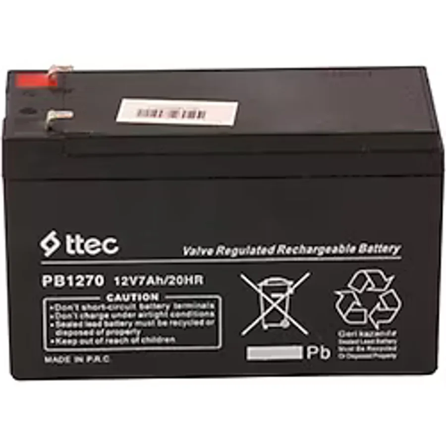 Ttec 12V 7AH-20HR Base Bakımsız Kuru Akü Alarm-Siren için Ups Uygun Değil 1,75 Kg