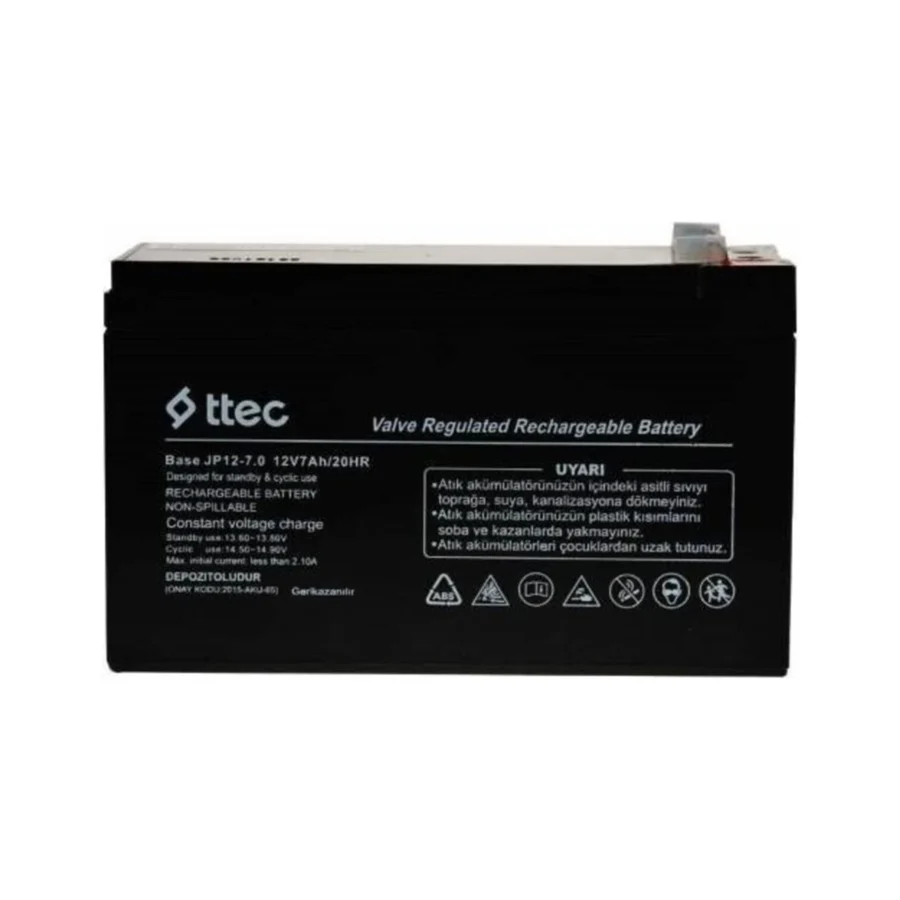 ttec 12V 7AH / 20HR Kuru Akü (Oyuncak Araba Jeep Moto Tartı Terazi Ups Aküsü)