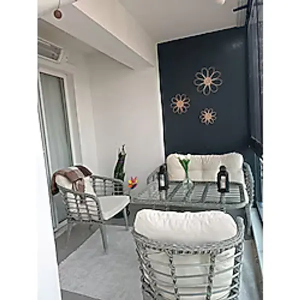 Tu Tienda Tu Tienda Kartepe Galvaniz Boru 2 1 1 Sehpa(60x90) Rattan Bahçe Balkon Takimi,gri Rattan/krem Kumaş