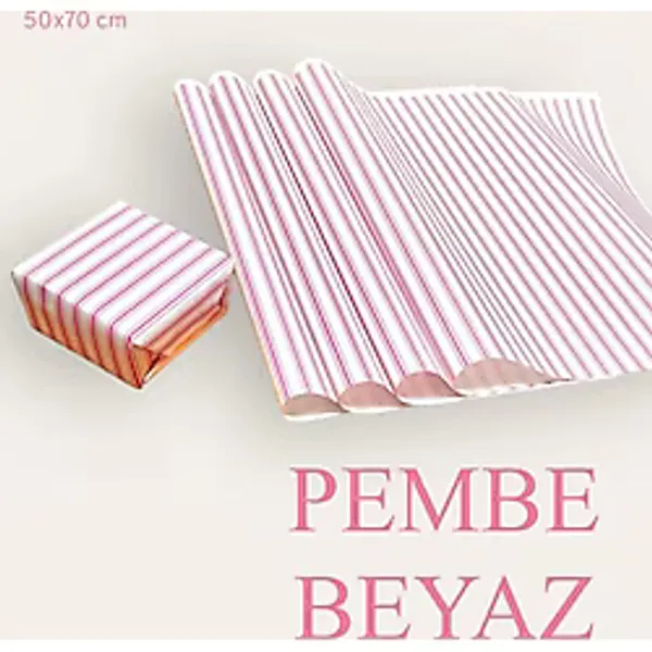 Tuğset Etiket Ambalaj Kağıdı Paketleme Kağıdı Çeyiz Paketleme Kağıdı Ambalaj Kağıt 50x70 cm 10 Adet Pembe-Beyaz Hediye Paketi-T437