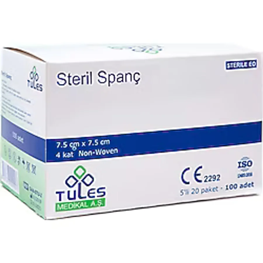 Tules Steril Spanç 100Lü 7.5Cmx7.5Cm Gazlı Bez 4 Kutu