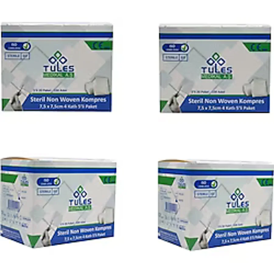 Tules Streil Non-Woven Gazlı Bez Kompres 7,5cm x 7,5cm 100'lü 4 Paket