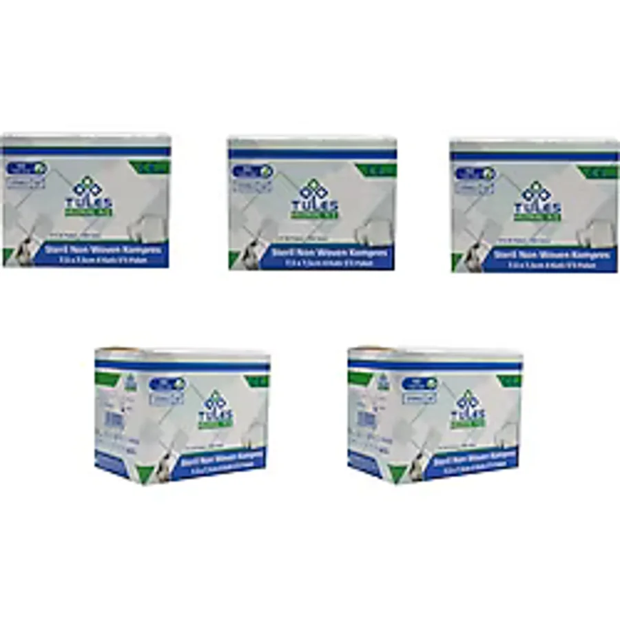 Tules Streil Non-Woven Gazlı Bez Kompres 7,5cm x 7,5cm 100'lü 5 Paket