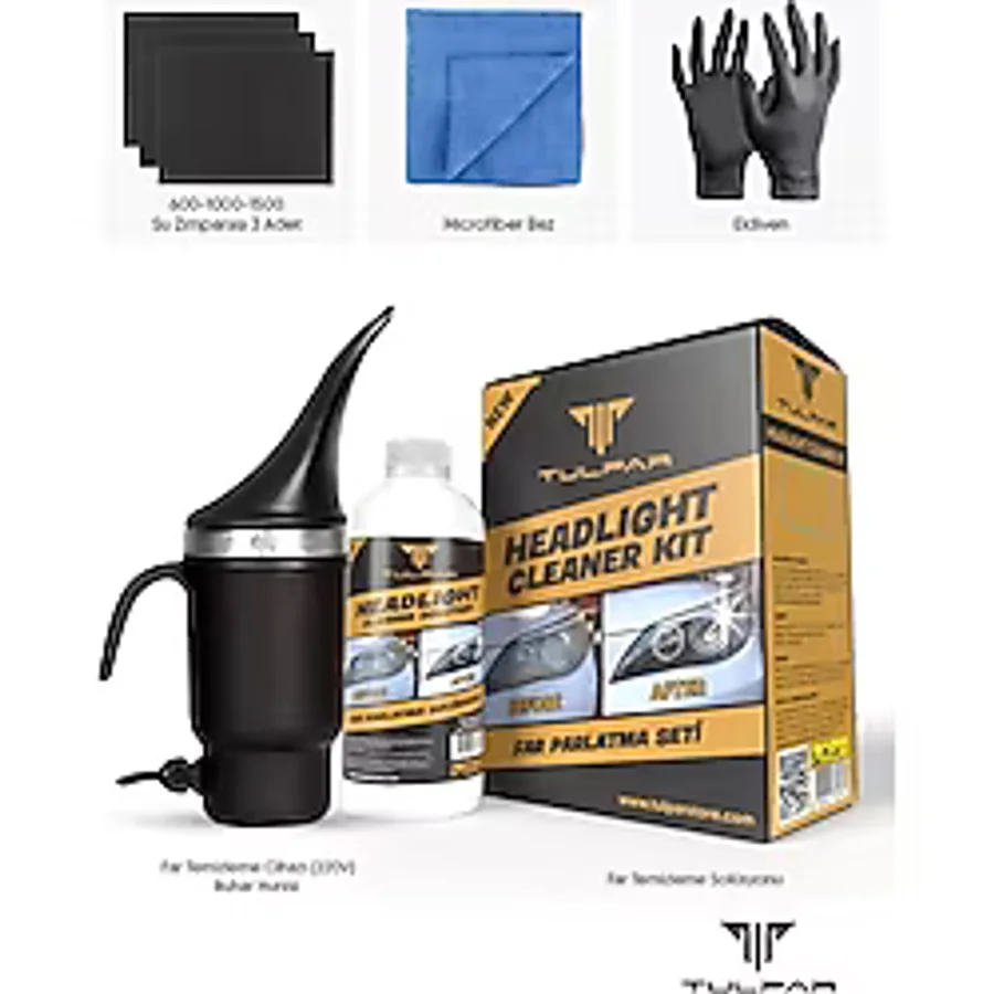 TULPAR KİMYA Buharlı Far Temizleme Far Parlatma Avantajlı Set Paket (HEADLİGHT CLEANER KIT)