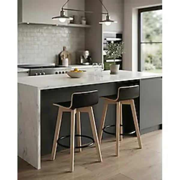 Tunçay Sandalye 2'li Set Munich Natural Ahşap Laminatlı Counter Bar Sandalyesi Ada Mutfak Sandalyesi Demonte