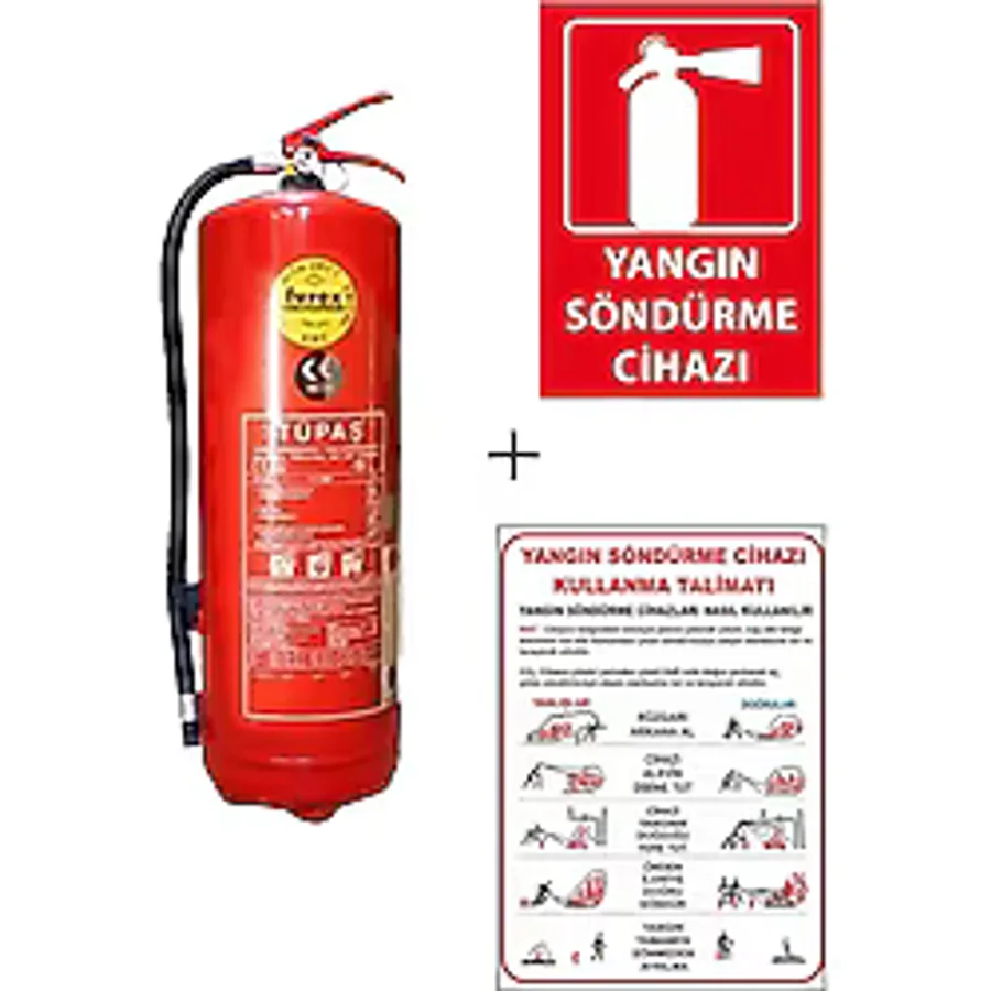 Tüpaş 6 kg Yangın Tüpü + Kullanım Talimatı + Levha