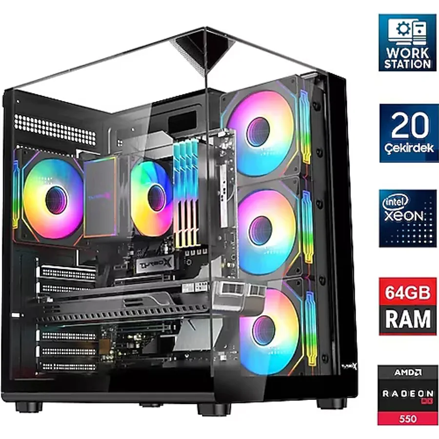 Turbox Xeon E5 2650 V3 Server İşlemcili 20 Çekirdek 64Gb Ddr4 1Tb Nvme Rx550 Workstation Oem Paket