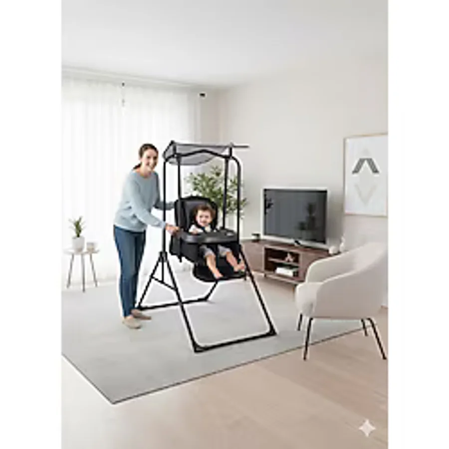 TURHANBEBE Yatarlı Tenteli Mama Tablalı Ev Tipi Salıncak & Mama Sandalyesi