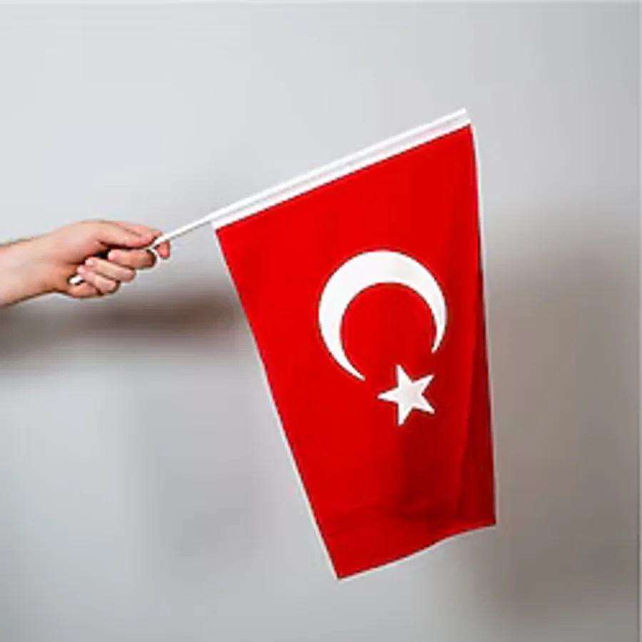 Türk Bayrağı 20X30 Cm Alpaka Kumaş - Sopalı-20 Adet