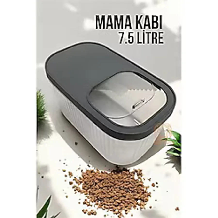 Turk Kedi ve Köpek Mama Saklama Kabı Sürgülü Kapaklı 7.5 Litre